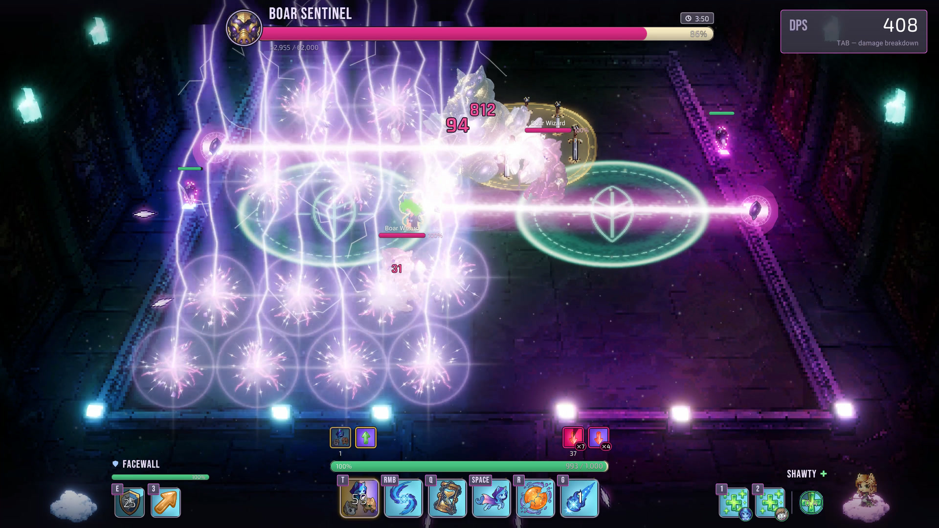 A storm of lightning strikes covers the Sentinel's arena